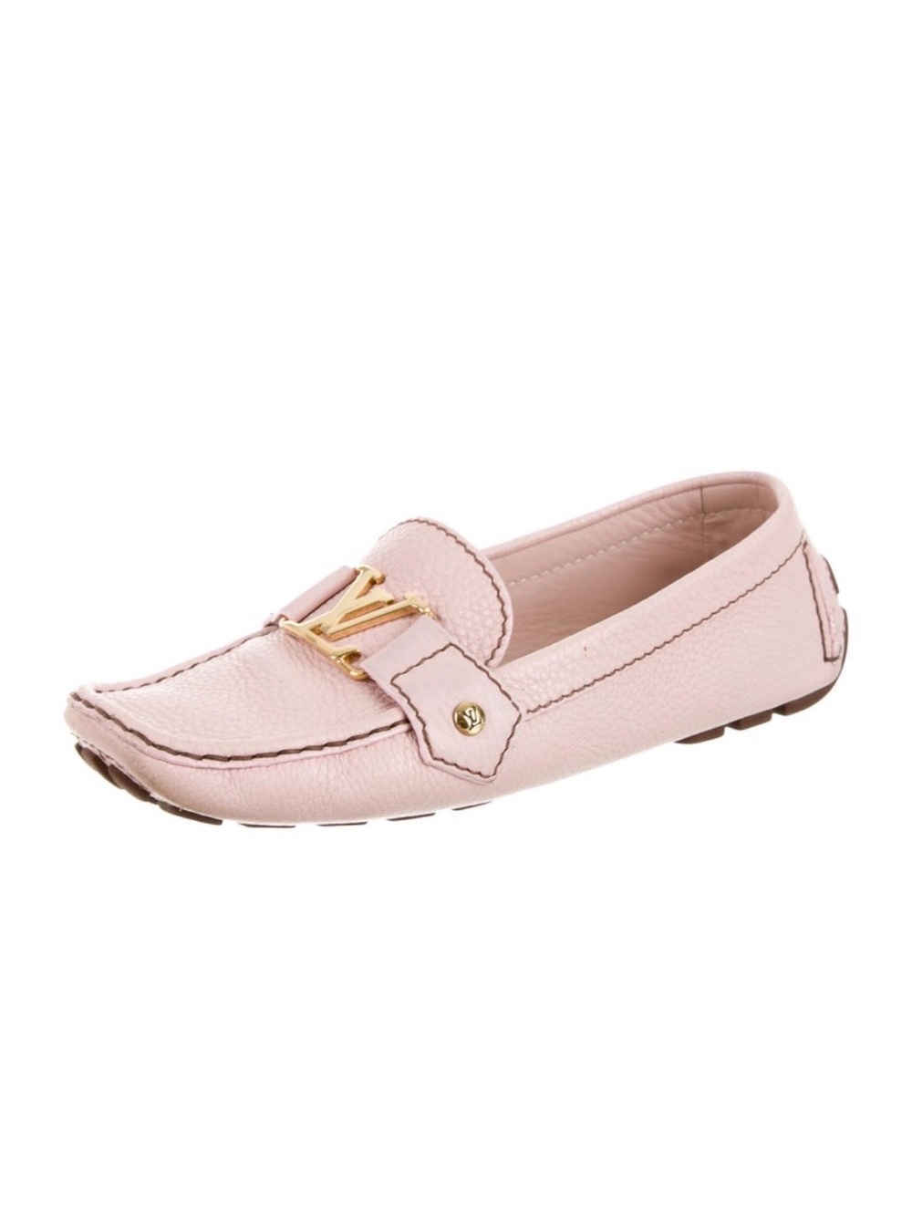 Louis Vuitton Pink Leather LV Gold Buckle Loafers w. Box & Dustbag